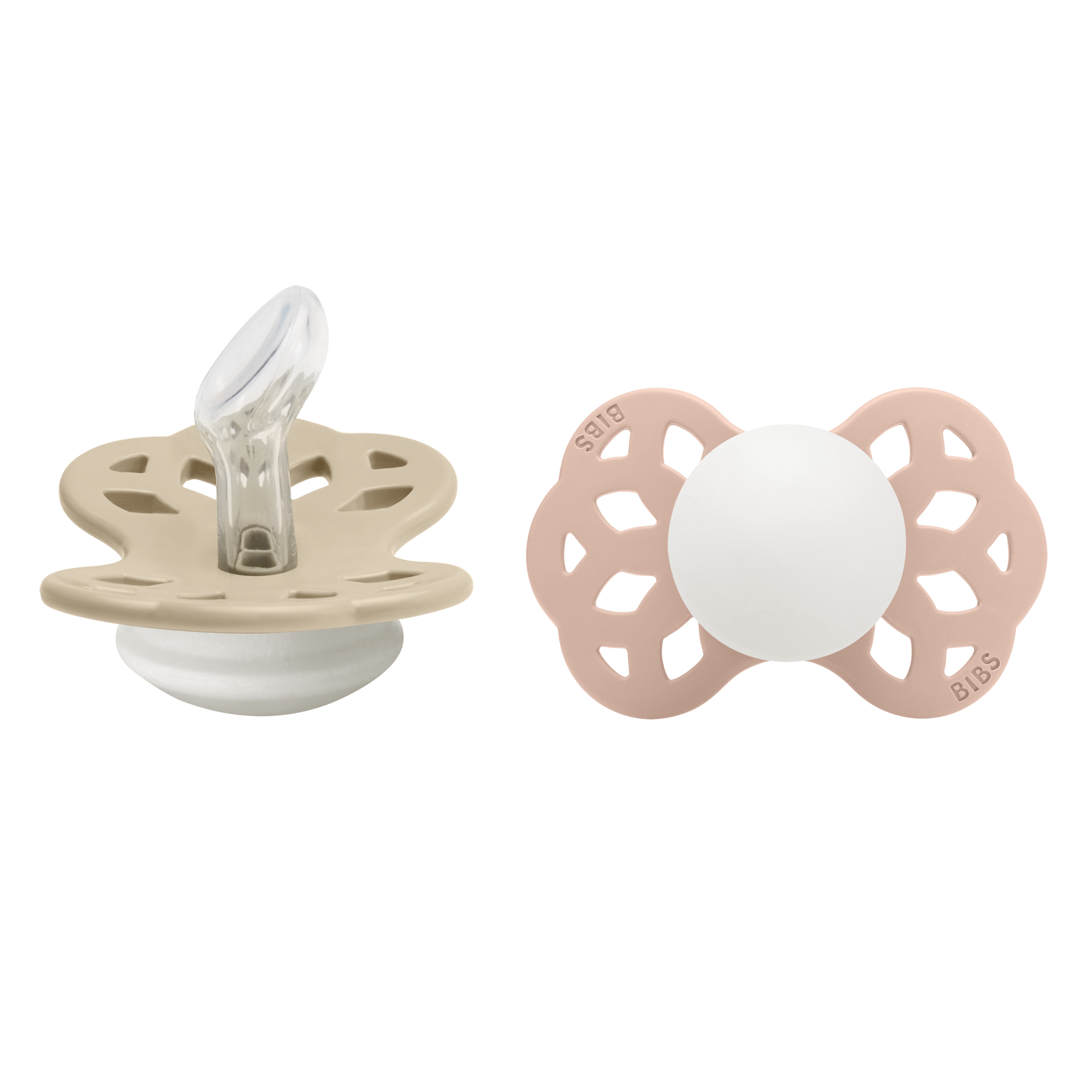 BIBS Infinity Silicone Anatomical Size 1 Vanilla GLOW/Blush GLOW 2-pack