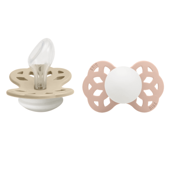 BIBS Infinity Silicone Anatomical Size 2 Vanilla GLOW/Blush GLOW 2-pack