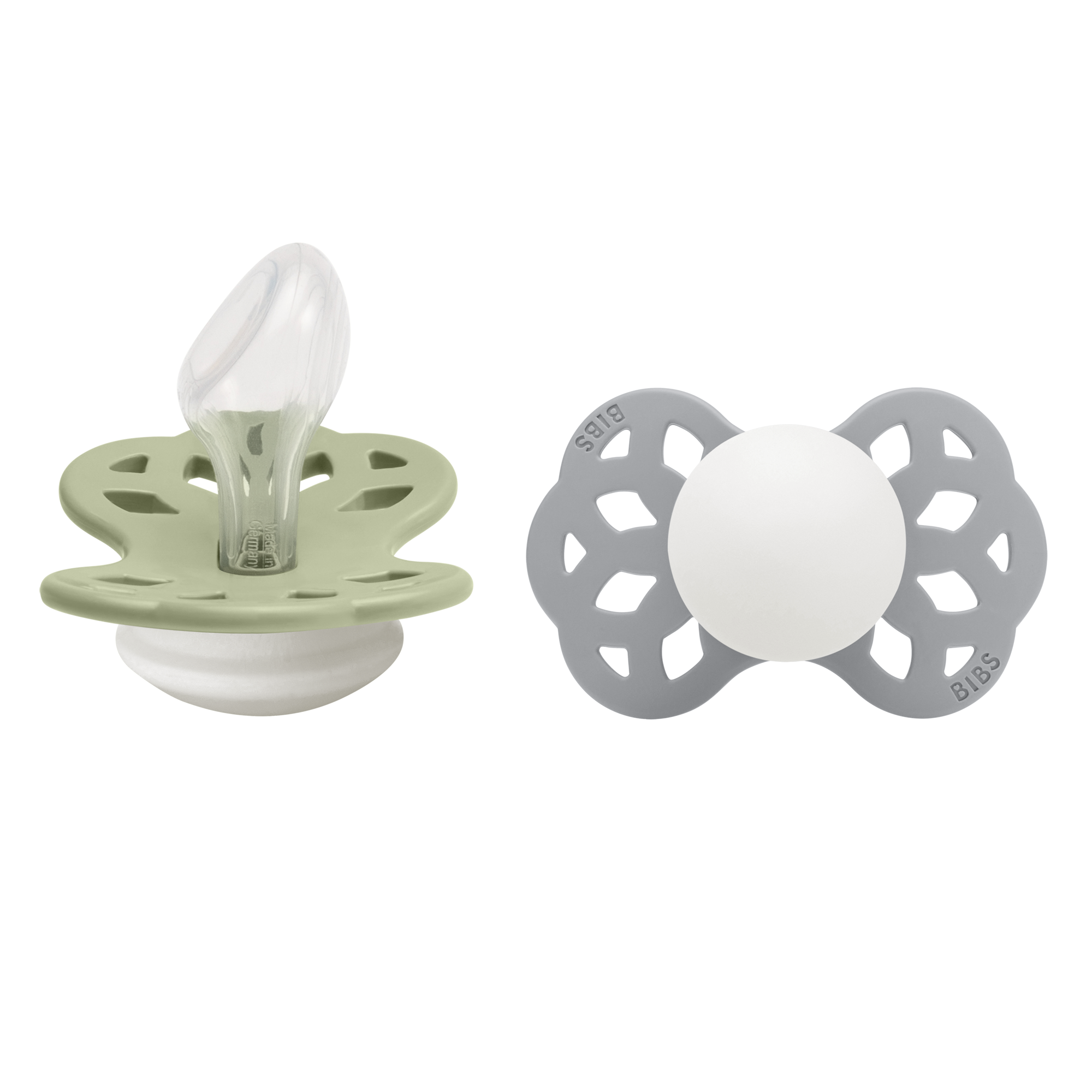 BIBS Infinity Silicone Anatomical Size 2 Sage Glow/Cloud Glow 2-pack