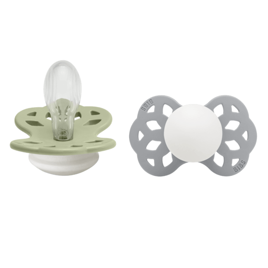 BIBS Infinity Silicone Symmetrical Size 2 Sage Glow/Cloud Glow 2-pack