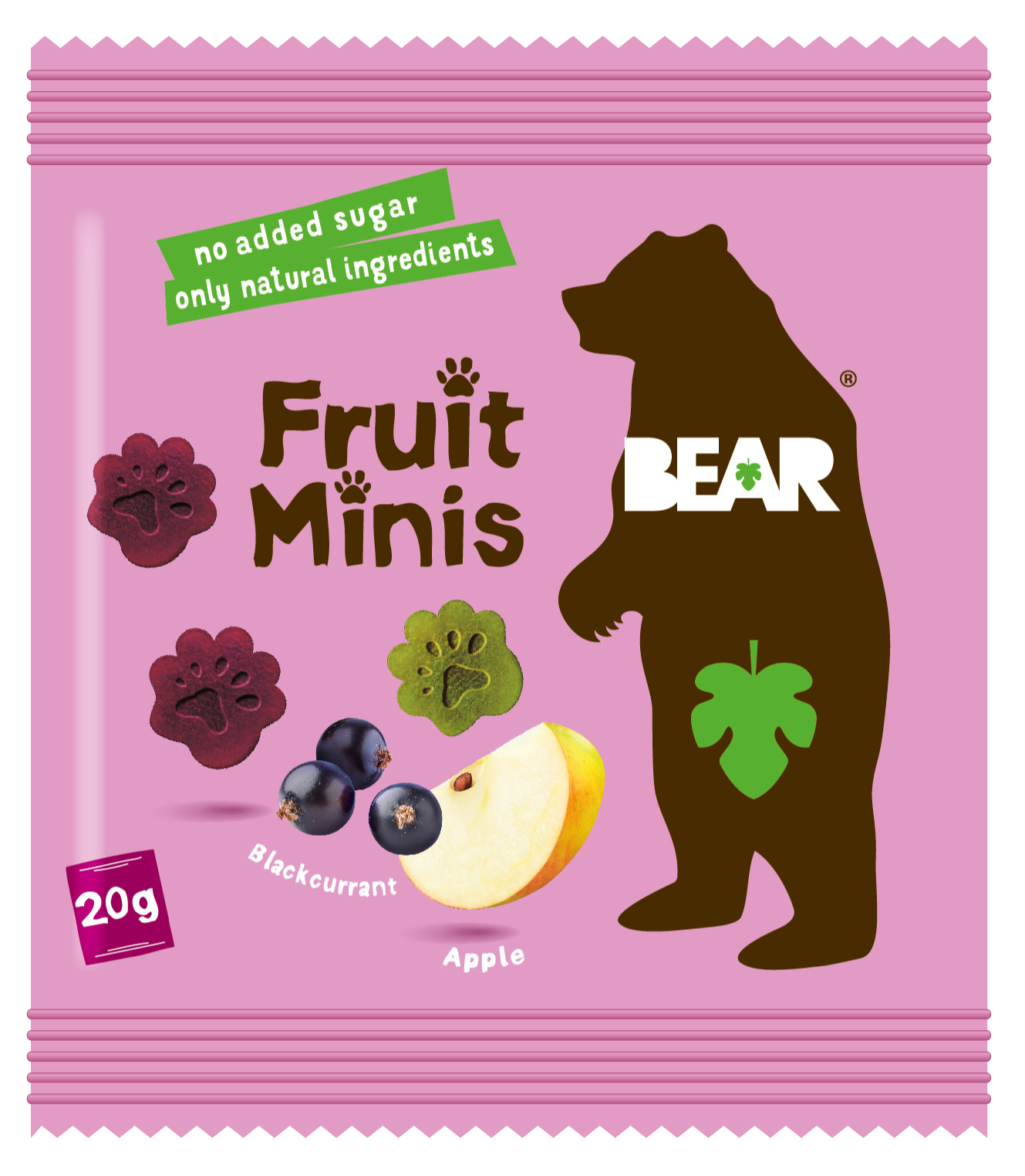 BEAR Fruktbitar Frukt Äpple & Svartvinbär 20 g