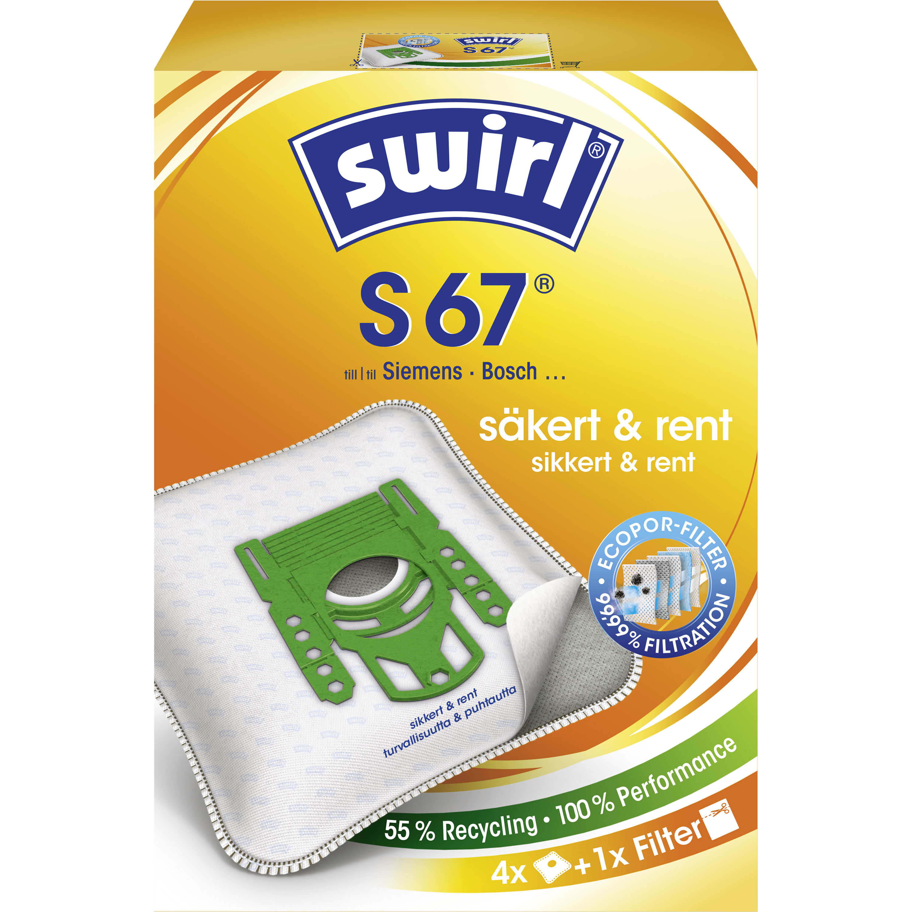 Swirl Dammsugarpåsar S67 MicroPor Plus Pro Nature