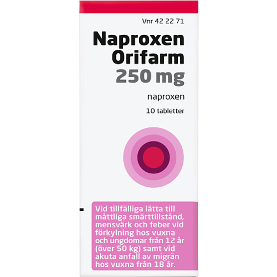 Naproxen Orifarm, tablett 250 mg 10 st