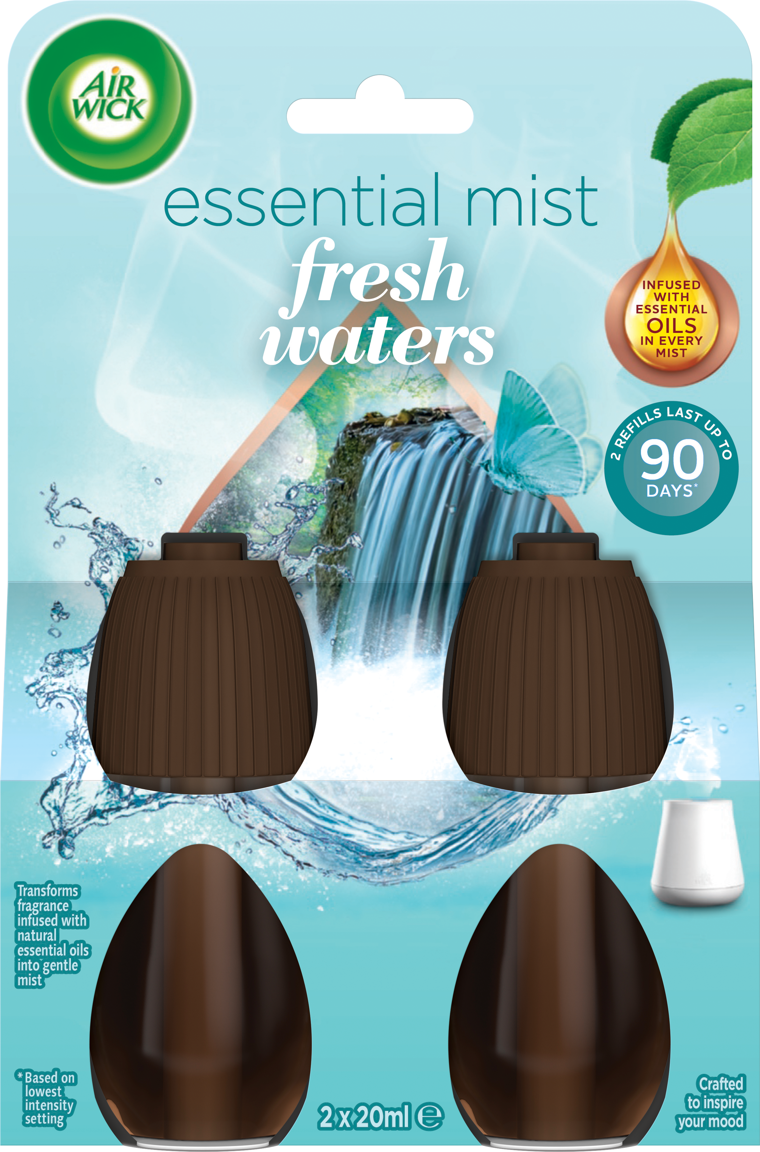 Air Wick Essential Mist Doftdiffuser Duo-Pack Refill Fresh Waters 2x20 ml