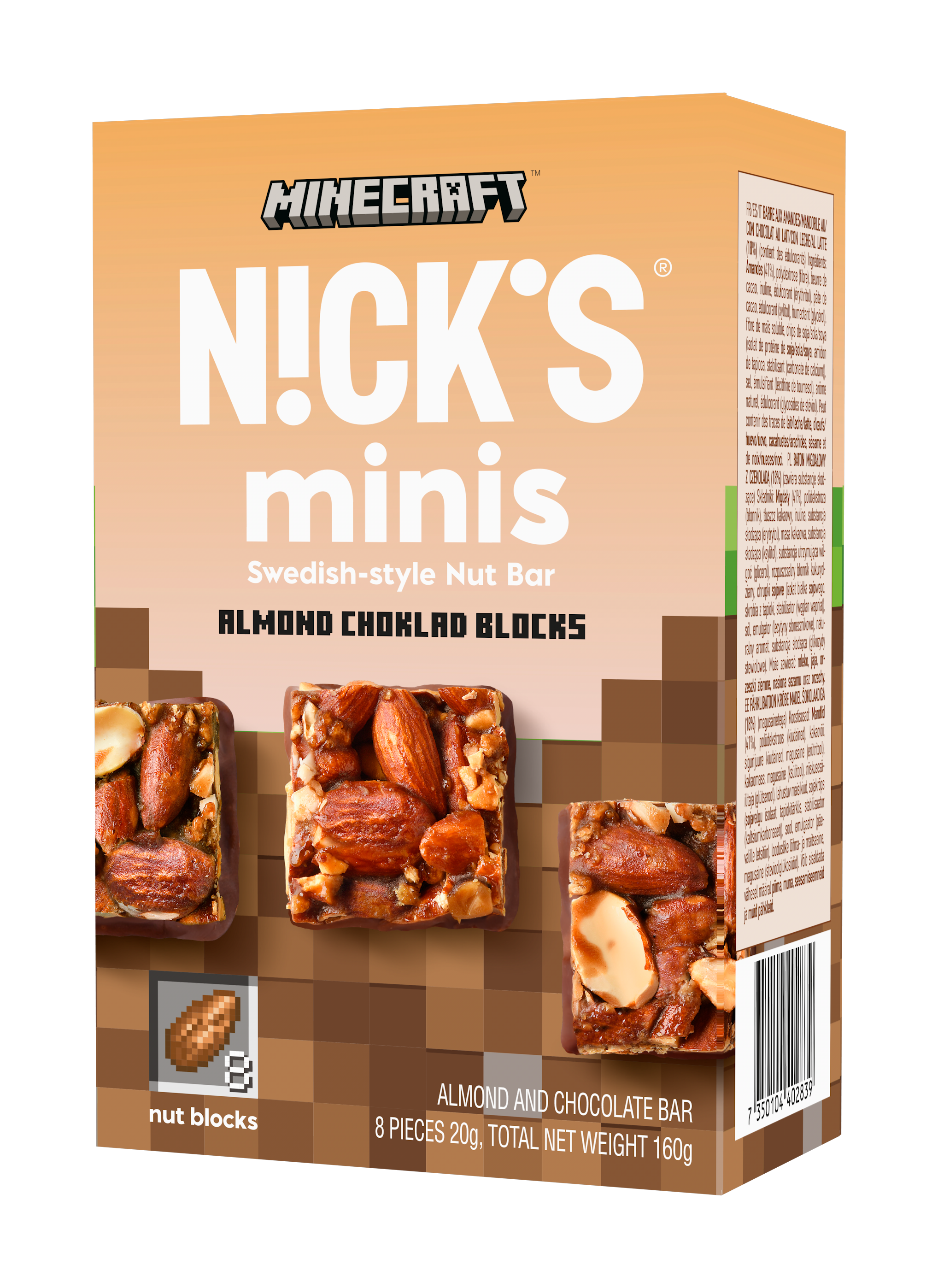 Nicks Minecraft Minis Almond Choklad Blocks 160 g