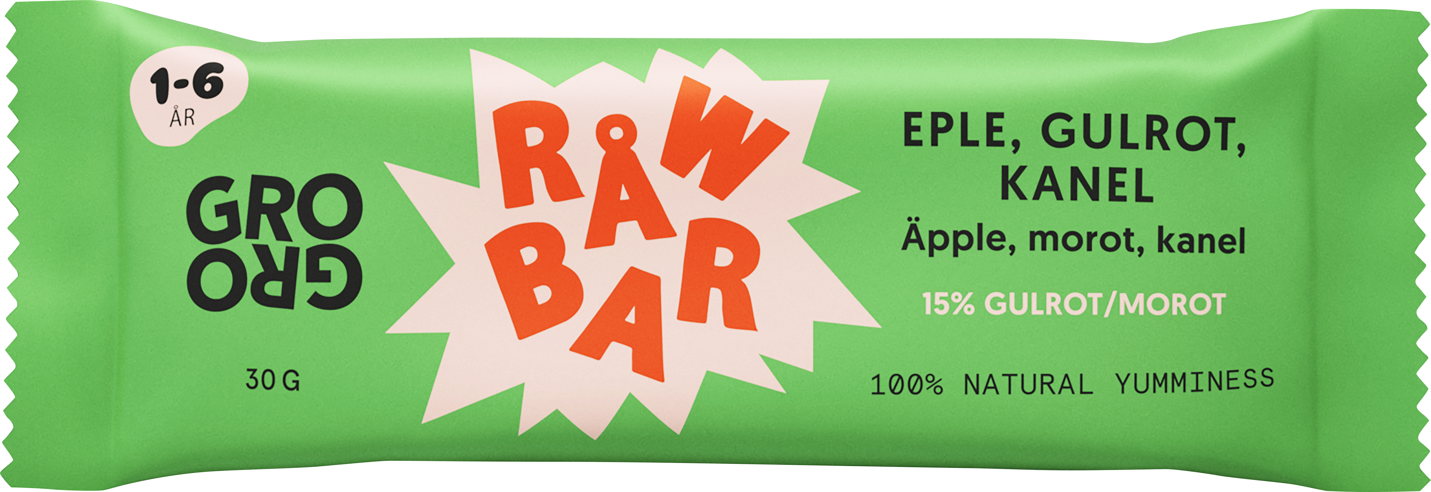 GroGro Råwbar Äpple, Morot, Kanel 30 g