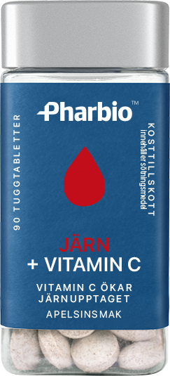 Pharbio Järn + Vitamin C 90 tuggtablett
