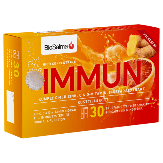 BioSalma Immun Zink C+D-vitamin 30 brustabletter