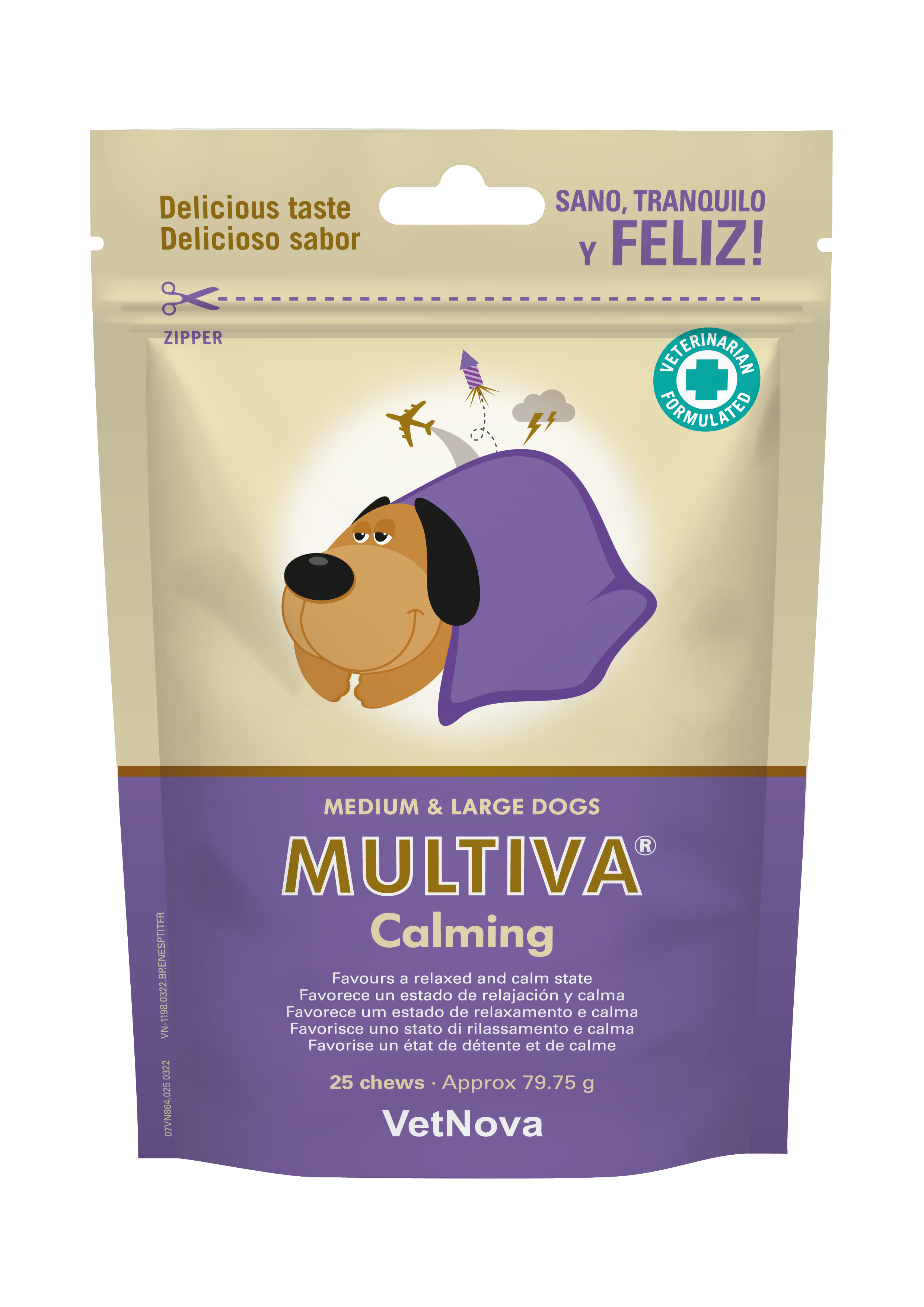 Vetnova Multiva Calming medium stor hund 25 tuggtabletter
