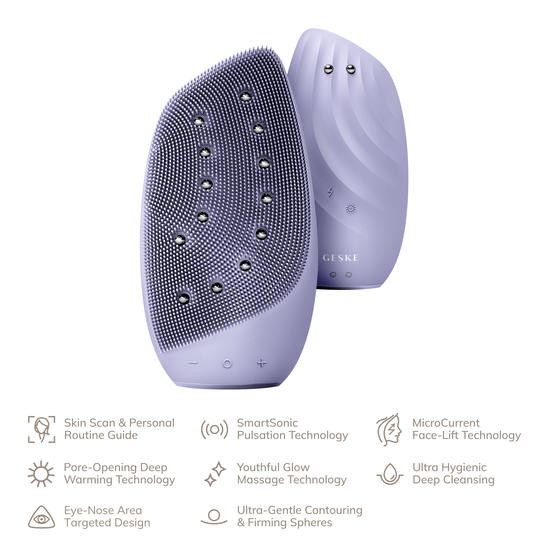 GESKE Sonic Thermo Facial Brush & Face-Lifter 8 in 1 Purple