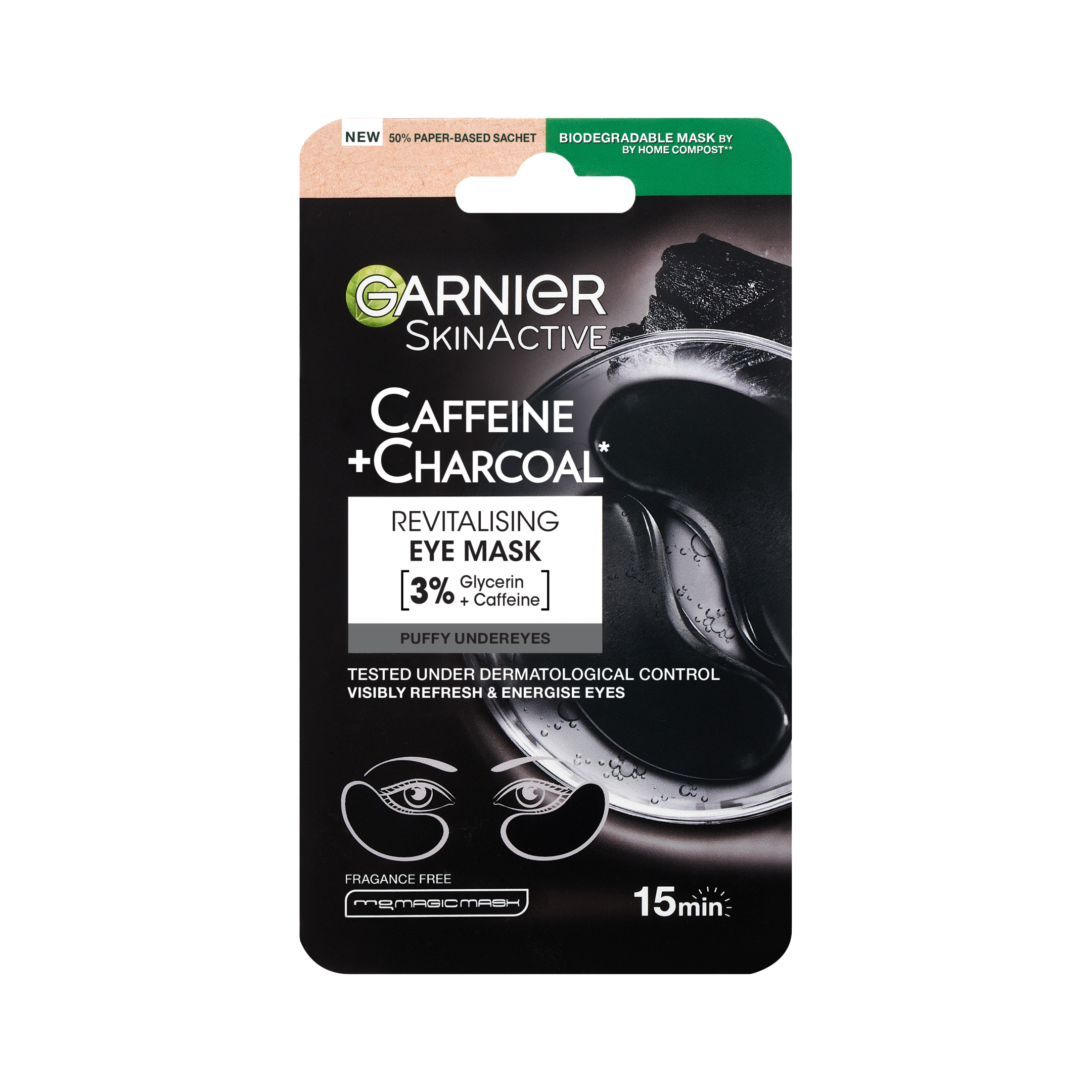Garnier Skin Active Caffeine + Charcoal Depuffinig Eye Sheet Mask 5 g