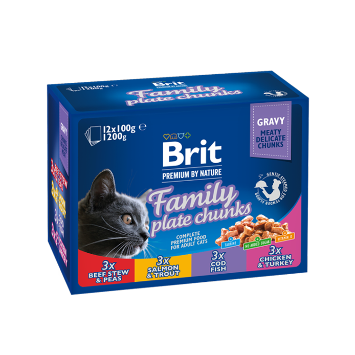 Brit Premium Cat bitar i sås Fisk & Kött 12 x 100 g