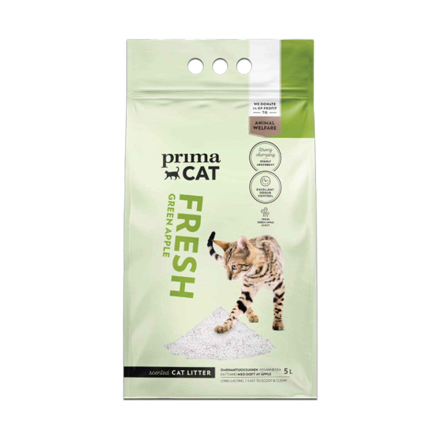 Alternativ bild 1 för PrimaCat Fresh Apple kattsand Vit 5 L