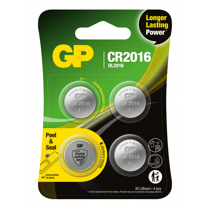 GP Batteries knappcell Litium CR2016 4-pack