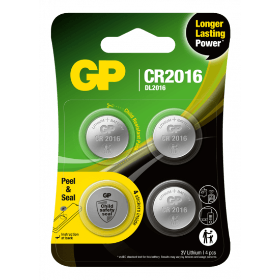 GP Batteries knappcell Litium CR2016 4-pack