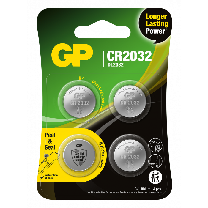 GP Batteries knappcell Litium CR2032 4-pack