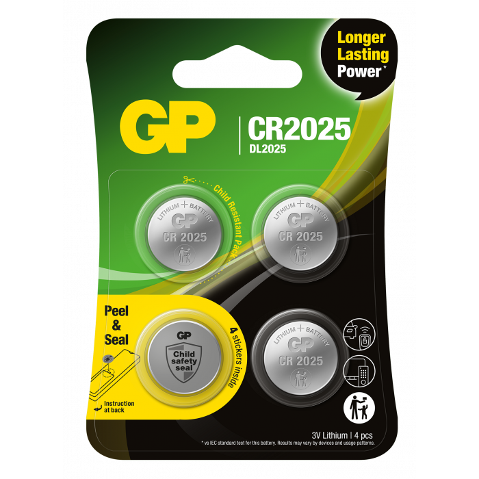 GP Batteries knappcell Litium CR2025 4-pack