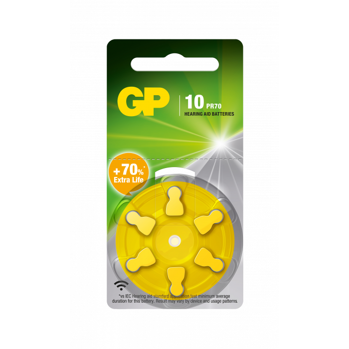 GP Hörapparatsbatteri ZA 10/PR70 6-pack
