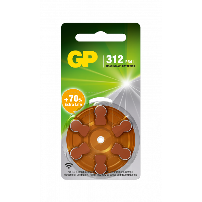 GP Hörapparatsbatteri ZA 312/PR41 6-pack
