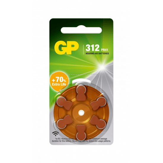 GP Hörapparatsbatteri ZA 312/PR41 6-pack