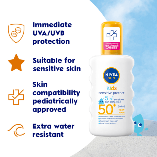Solskydd barn Kids Sensitive Protect & Play Sun Spray SPF50+ 200 ml NIVEA SUN