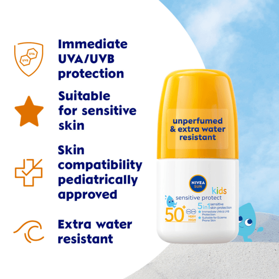 NIVEA SUN Solskydd barn Kids Sensitive Sun Roll On SPF50+ 50 ml