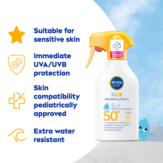 Solskydd barn Kids Sensitive Protect & Play Sun Trigger Spray SPF 50+ 270 ml NIVEA SUN