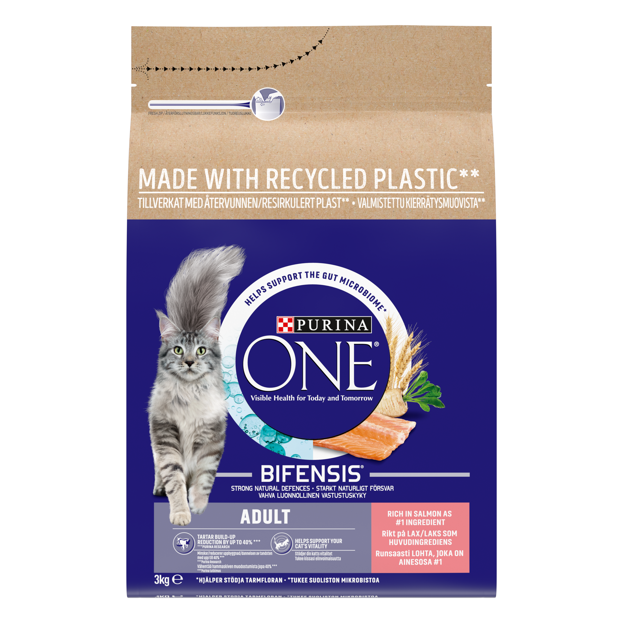 Purina One Adult Lax och Fullkorn 3 kg