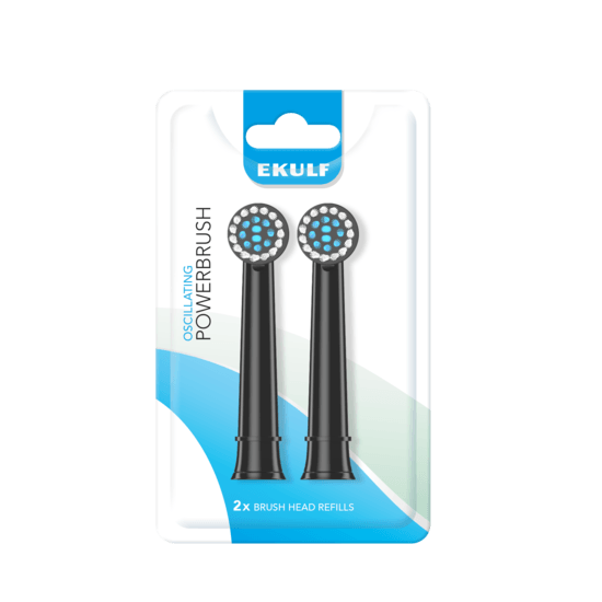 Ekulf PowerBrush Black Refill 2 st