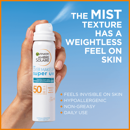 Garnier Ambre Solaire Super UV Over Makeup Mist with Hyaluronic Acid SPF50+ 75ml