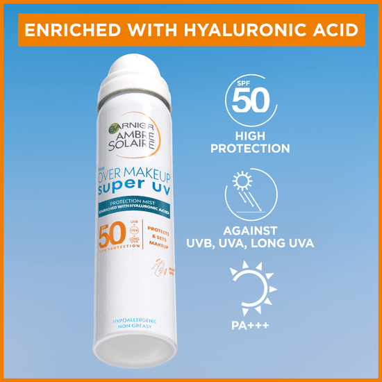 Garnier Ambre Solaire Super UV Over Makeup Mist with Hyaluronic Acid SPF50+ 75ml
