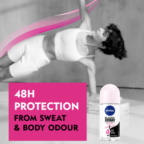 NIVEA Antiperspirant Deo Black & White Invisible Original Roll On 50 ml