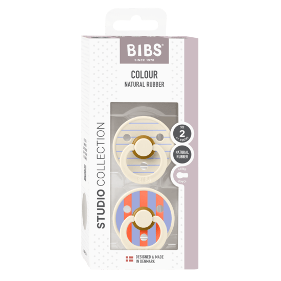 BIBS Studio Colour Latex Size 2 Pin Ivory/Hush Mix 2-pack