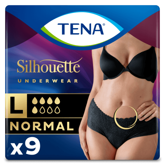 TENA Silhouette Normal Noir Absorberande engångsunderkläder L 9 st