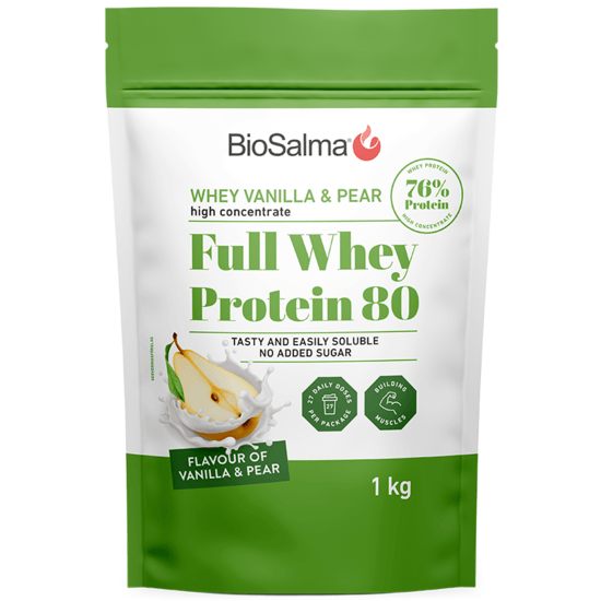 BioSalma Full Whey Protein 80 Vanilj & Päron 1 kg