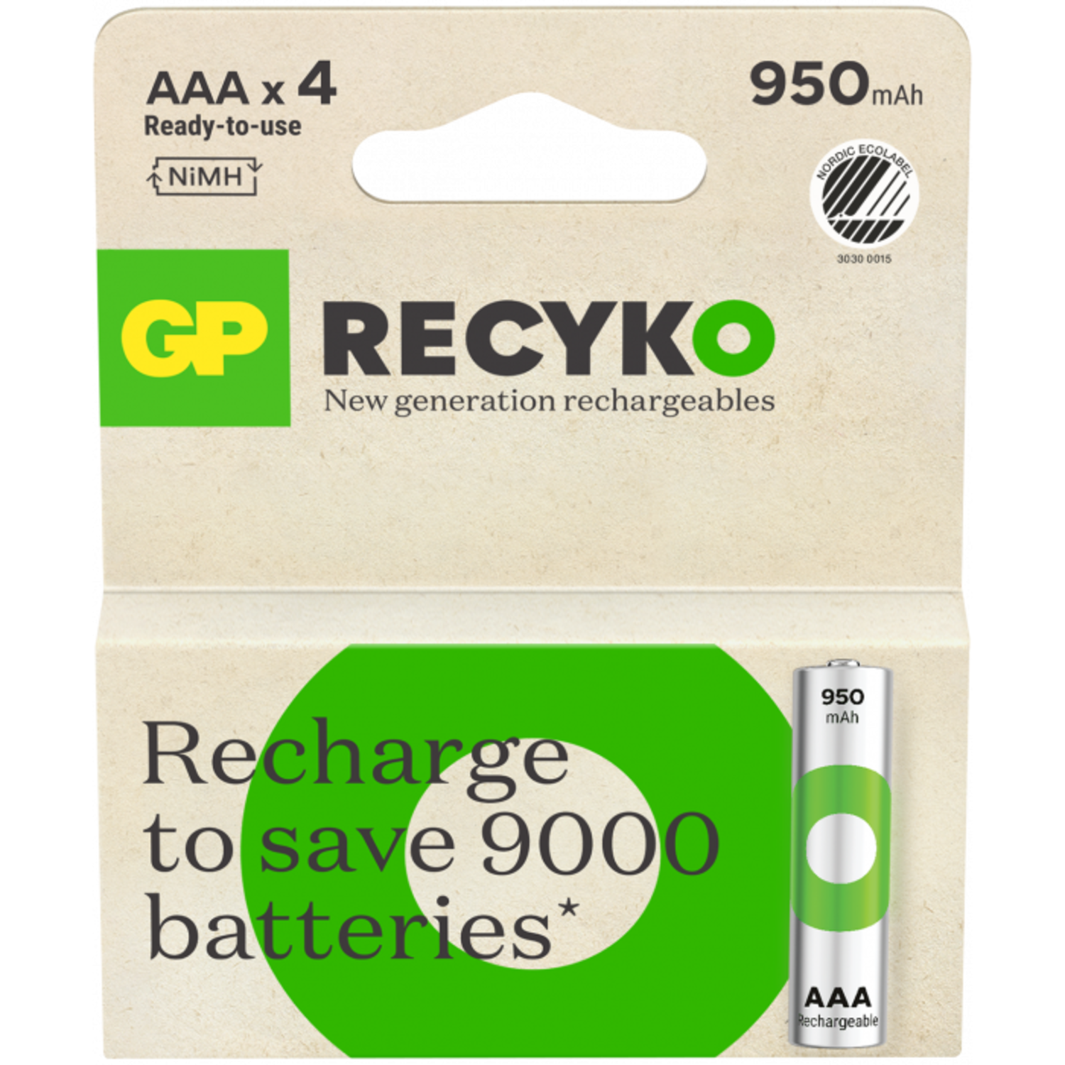 Alternativ bild 1 för GP Batteries ReCyko AAA-batteri 950mAh 4-pack