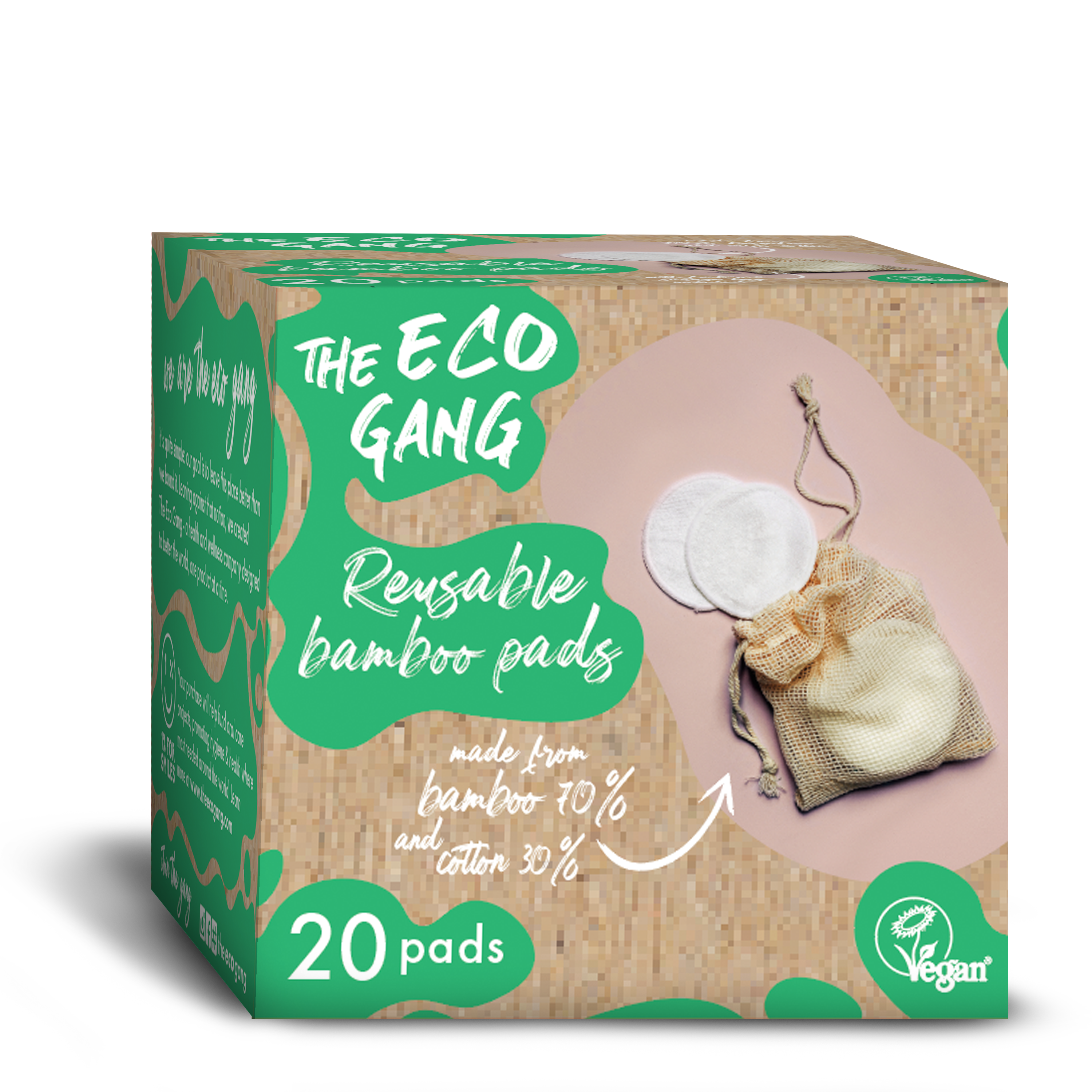 The Eco Gang Återanvändbara Bamburondeller 20-pack