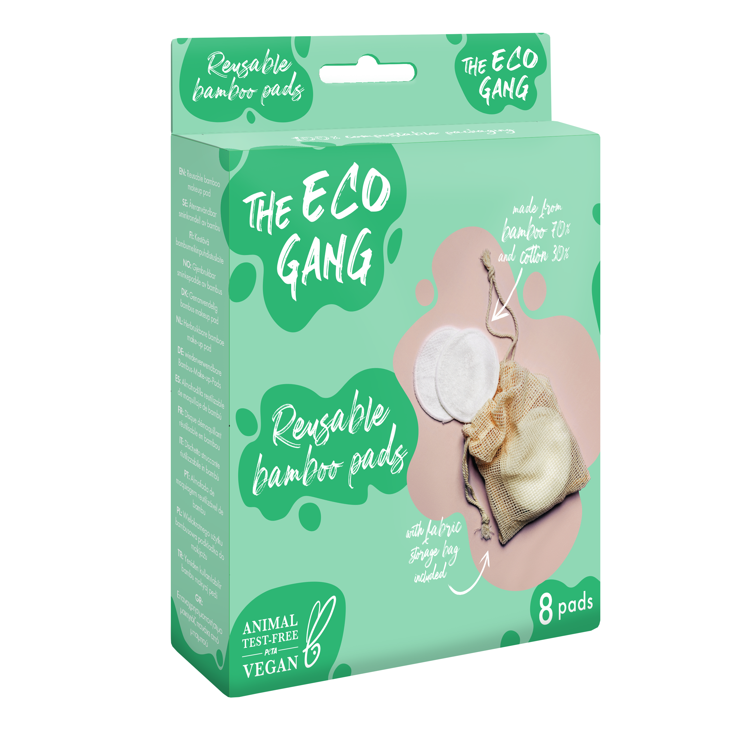 The Eco Gang Återanvändbara Bamburondeller 8-pack