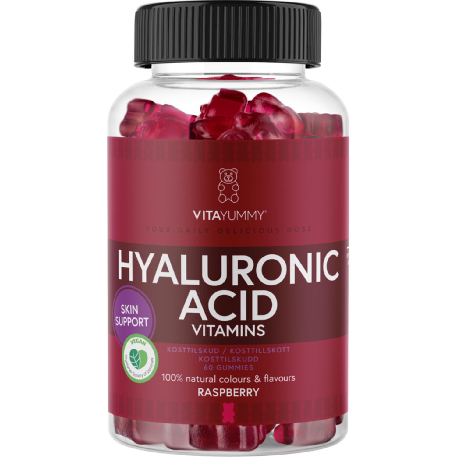 Alternativ bild 1 för VitaYummy Hyaluronic Acid Vitamins Raspberry 60 gummies