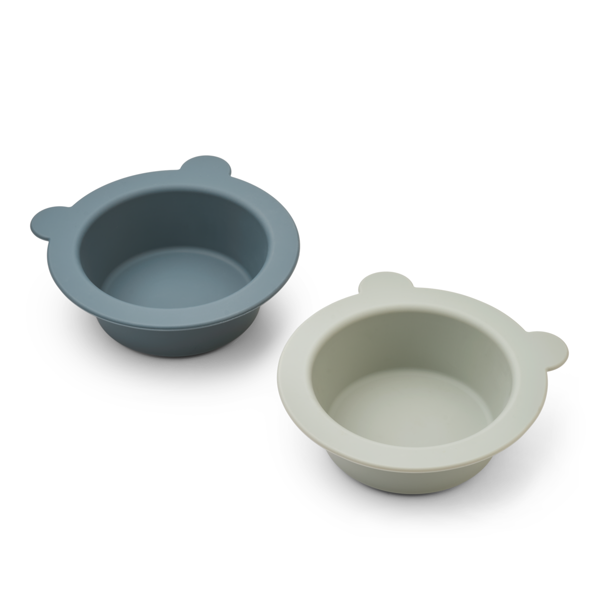 LIEWOOD Peony Skål med Sugfunktion Whale Blue/Dove Blue 2-pack
