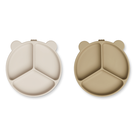 LIEWOOD Stacy Sugtallrik med fack Sandy/Oat 2-pack