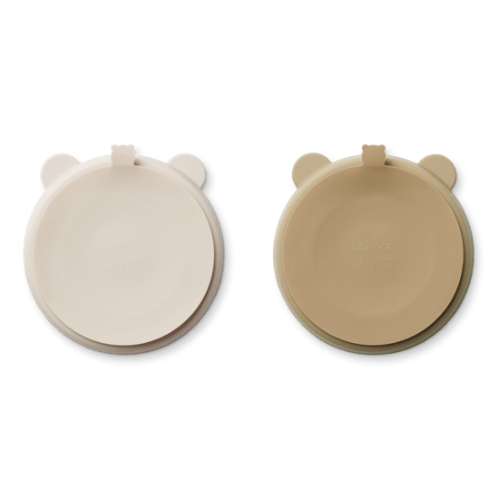 LIEWOOD Stacy Sugtallrik med fack Sandy/Oat 2-pack