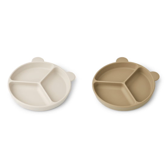 LIEWOOD Stacy Sugtallrik med fack Sandy/Oat 2-pack