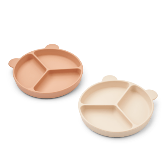 LIEWOOD Stacy Sugtallrik med fack Tuscany Rose/Apple Blossom 2-pack