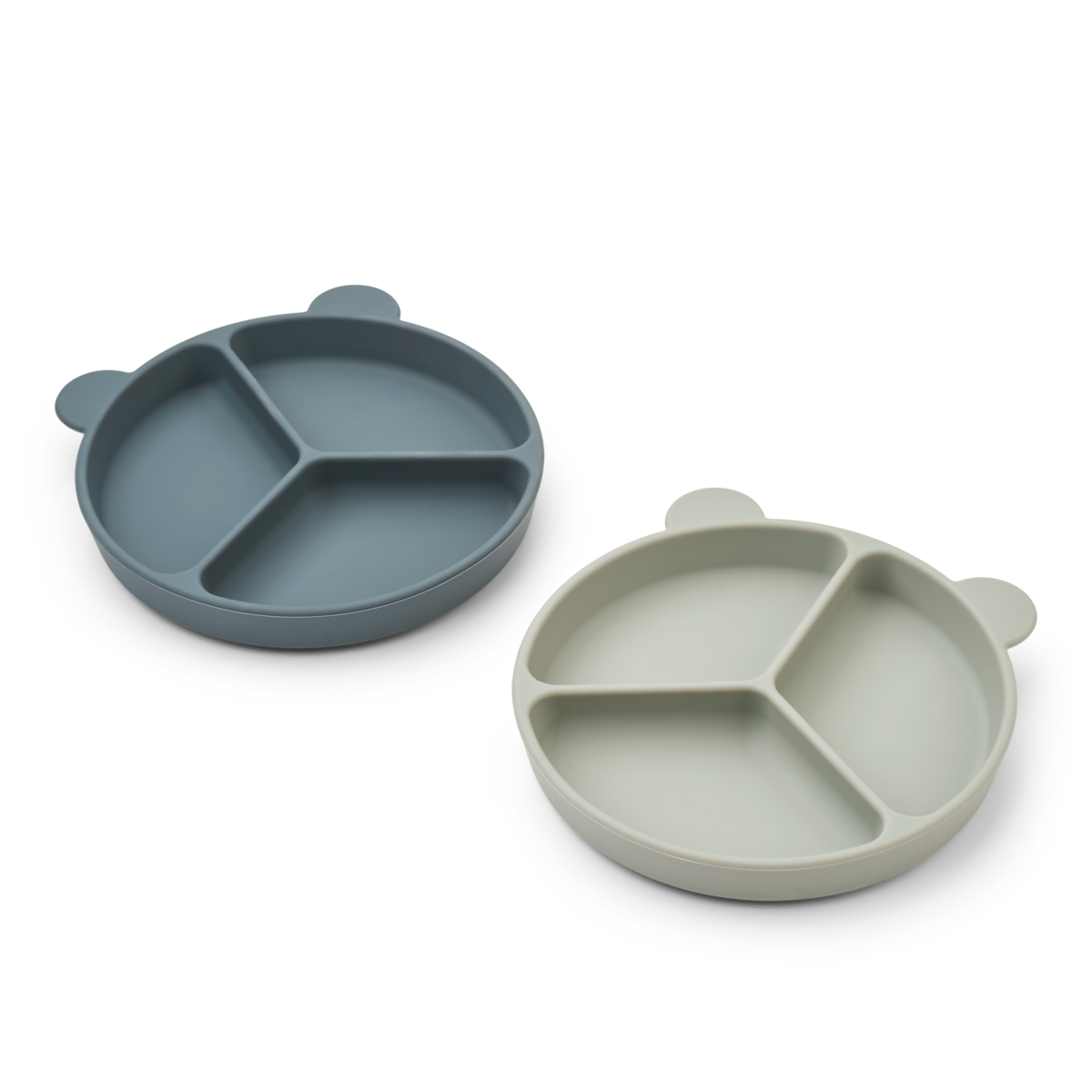 LIEWOOD Stacy Sugtallrik med fack Whale Blue/Dove Blue 2-pack