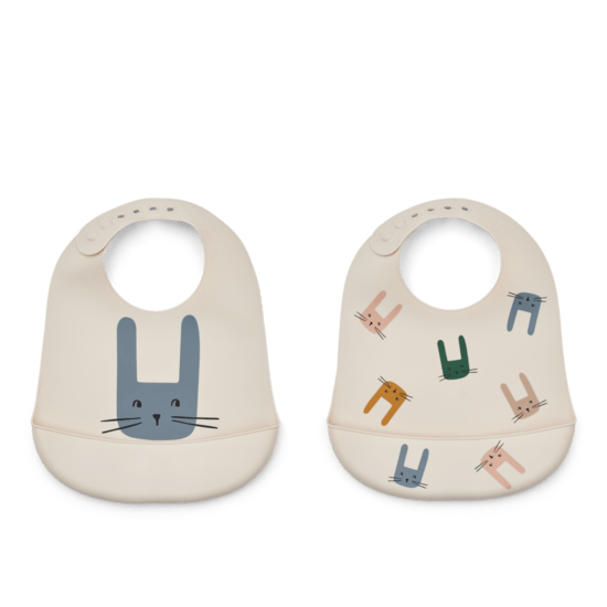 LIEWOOD Tilda Printed Silikonhaklappar Bunny/Sandy 2-pack