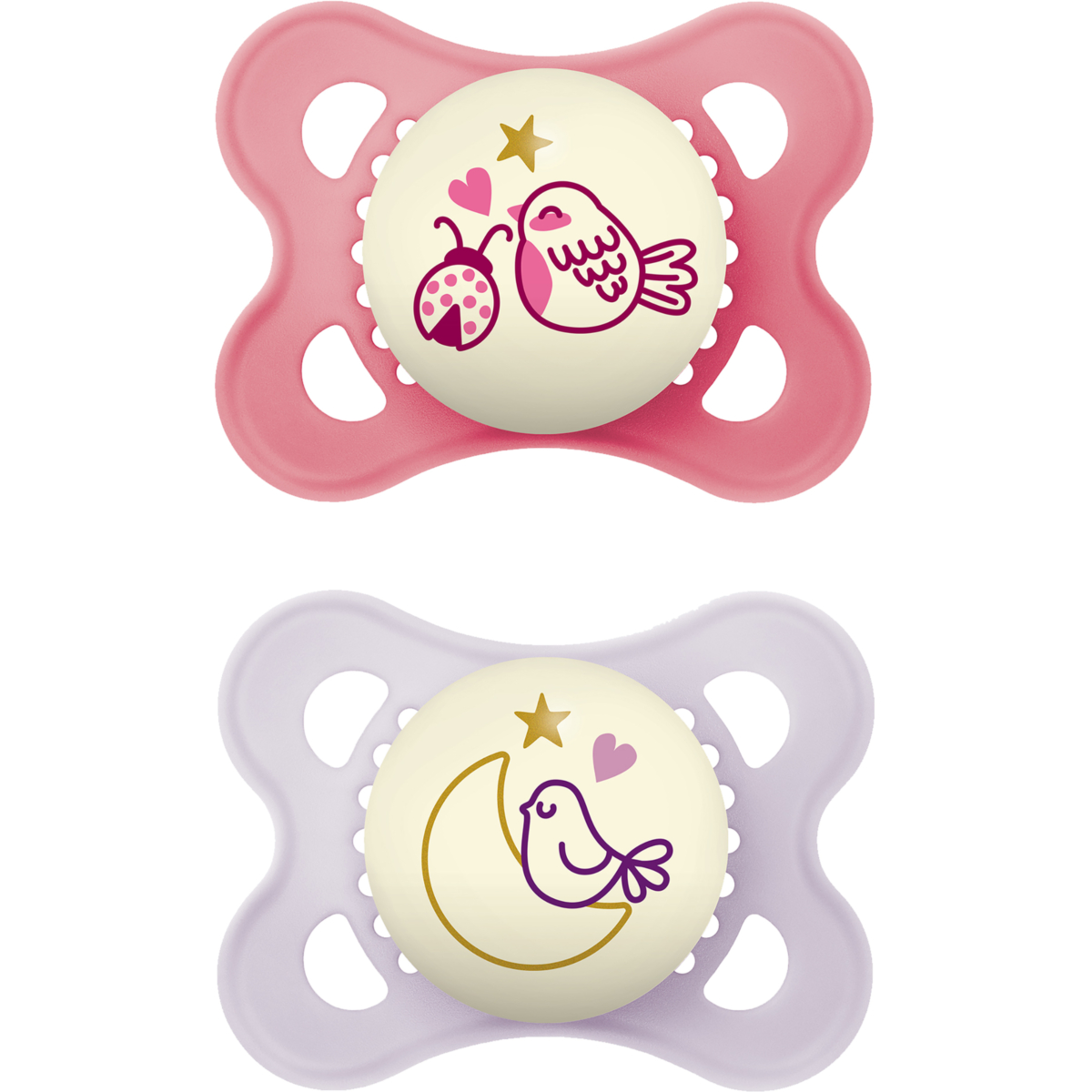 MAM Original Night 0-6 mån Silikon Pink 2-pack