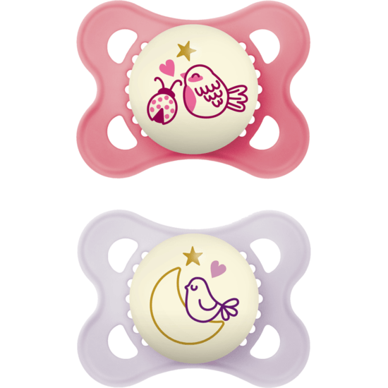 MAM Original Night 0-6 mån Silikon Pink 2-pack
