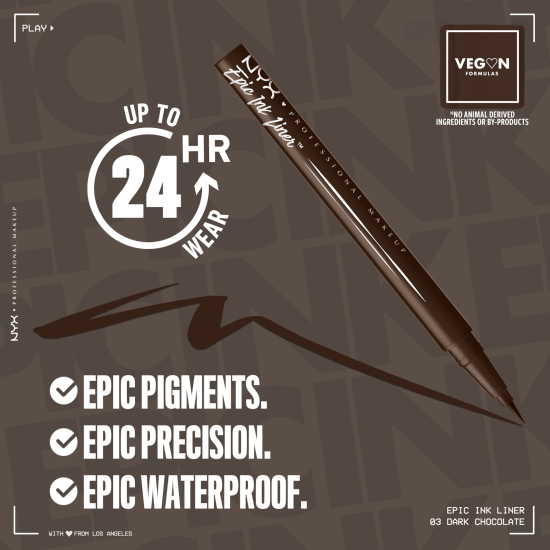 NYX Professional Makeup Epic Ink Waterproof Liquid Eyeliner 03 Dark Chocolate 1 ml