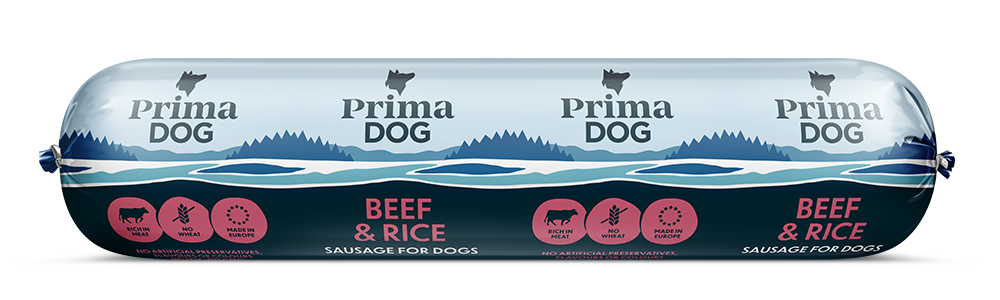 PrimaDog Korv Nöt & Ris 800 g